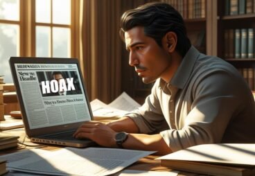 Ilustrasi seseorang cek berita hoax