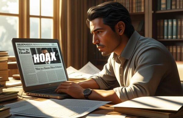 Ilustrasi seseorang cek berita hoax