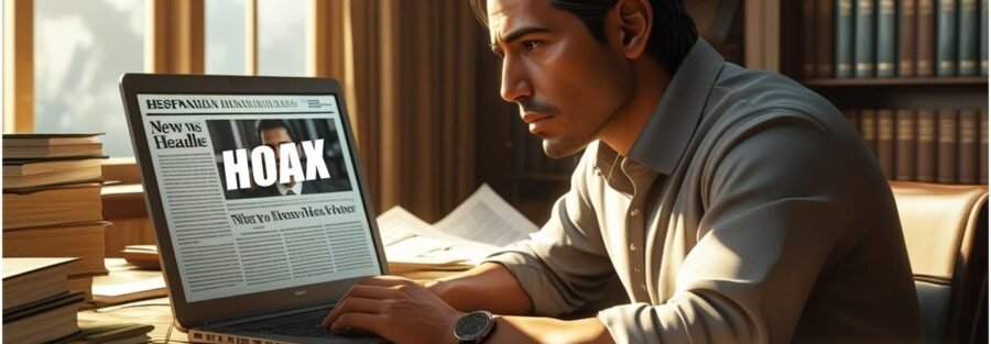 Ilustrasi seseorang cek berita hoax