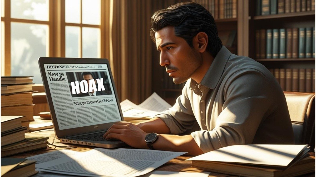 Ilustrasi seseorang cek berita hoax